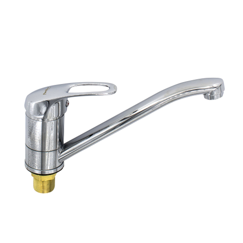 67-0-741 Смеситель латунный однорычажный для кухни, гайка, керам картридж 40мм, гусак 25см