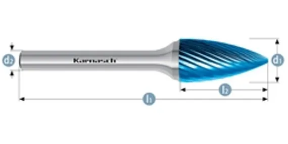 Борфреза твердосплавная Karnasch форма G, 3х10х3х38 мм, насечка HP-2, без покрытия, арт. 11.3060-012