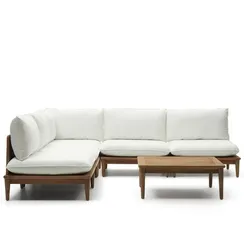 Комплект уличной мебели Portitxol из массива тика, угловой диван, столик