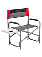 Кресло раскладное Nisus с откидывающим столиком.140кг, карман (алюм. д25) зеленый ромб/серый (N-DC-95200T-K-GG)