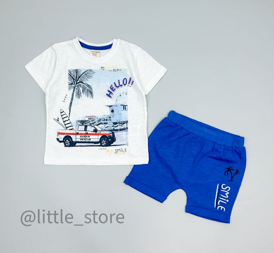 Комплект хлопковый "Hello" белый/синий