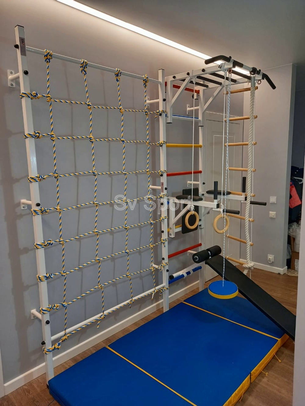 Монтаж шведской стенки Sv Sport с канатным лазом в пеноблочные, газоблочные стены