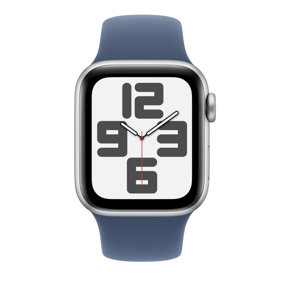 Часы Apple Watch SE, 40 мм, алюминий серебристого цвета, ремешок Sport Band цвета «деним» (2024)