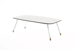 "Верона" журнальный стол из HPL 120х65, H40, каркас белый муар, цвет столешницы "молочный"