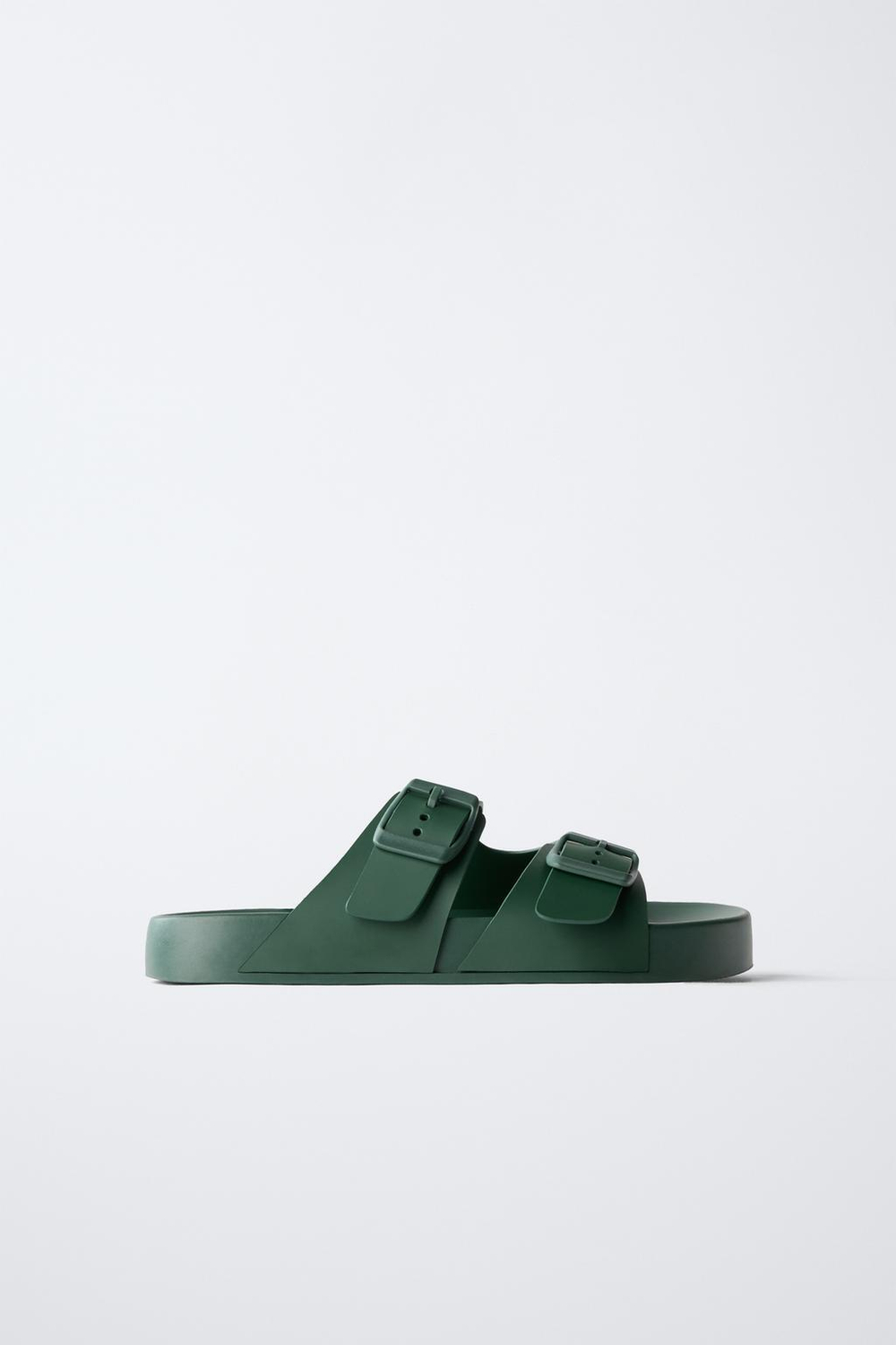 ZARA ПЛЯЖНЫЕ ТАПОЧКИ С ПРЯЖКАМИ, ЗЕЛЕНЫЙ