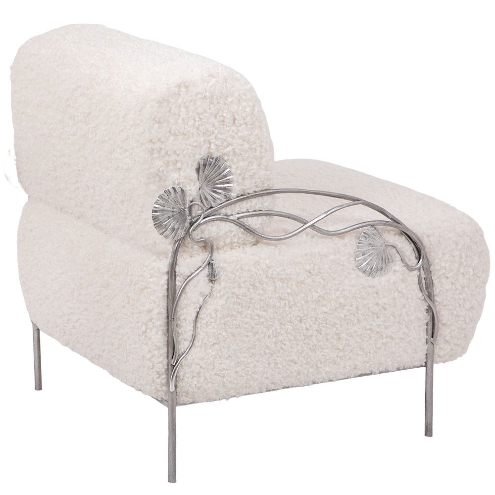 Кресло Нимфея Молоко Античное серебро