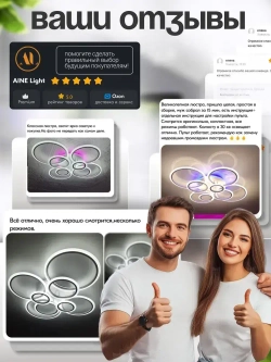 Люстра потолочная светодиодная с пультом SC1378/8 WT, люстра в гостиную 260Вт