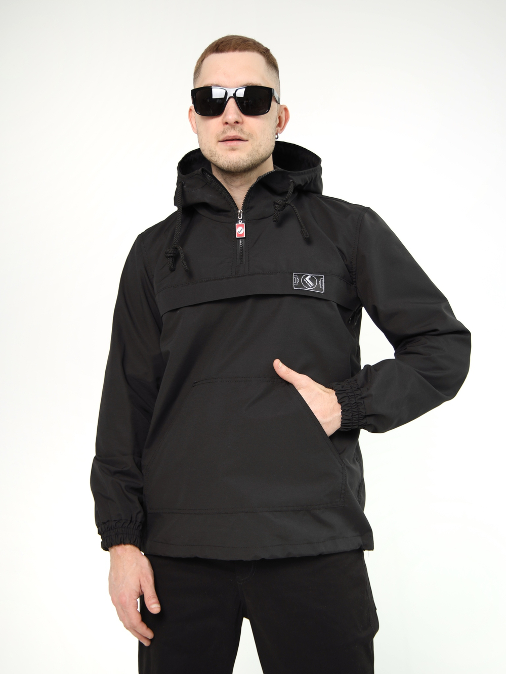 Анорак мужской без утеплителя черный Город Горький