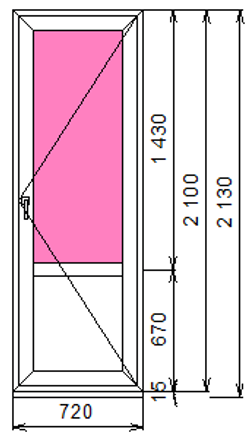 Дверь из ПВХ 2100 х 720
