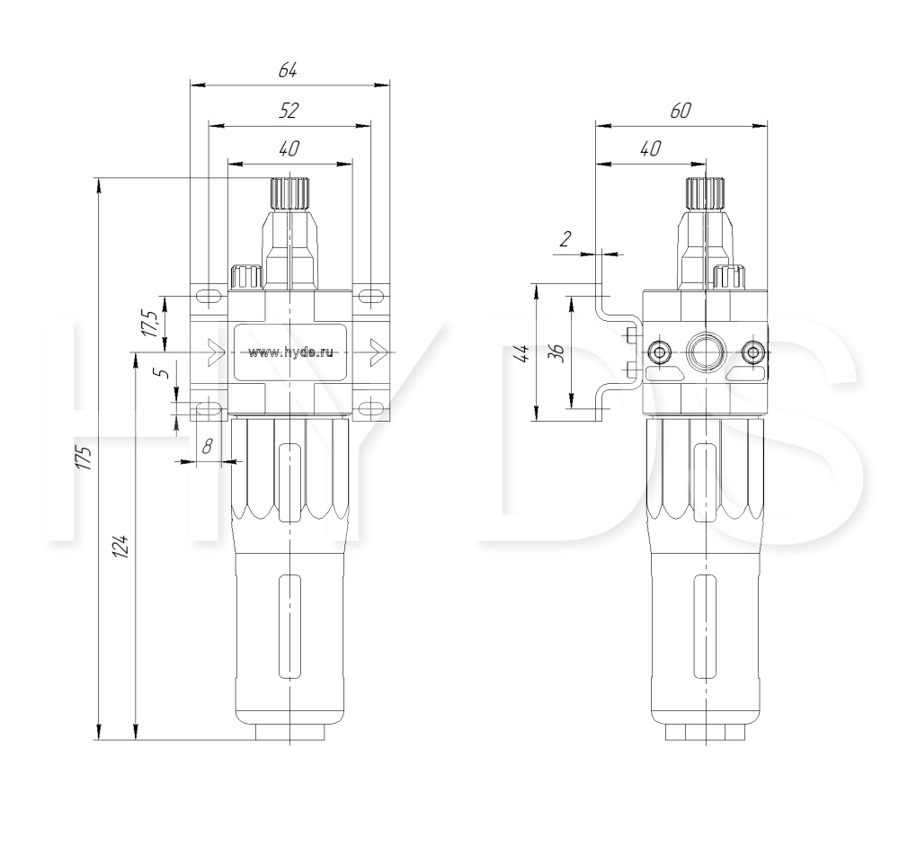 LOE-1/8-D-MINI Маслораспылитель (лубрикатор) G1/8, 16 бар