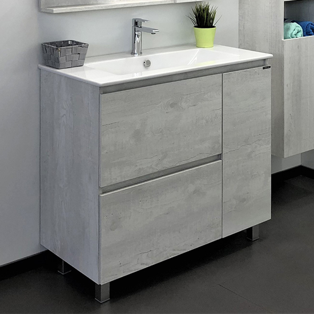 Comforty. Тумба-умывальник Верона-90 дуб белый с раковиной Quadro 90