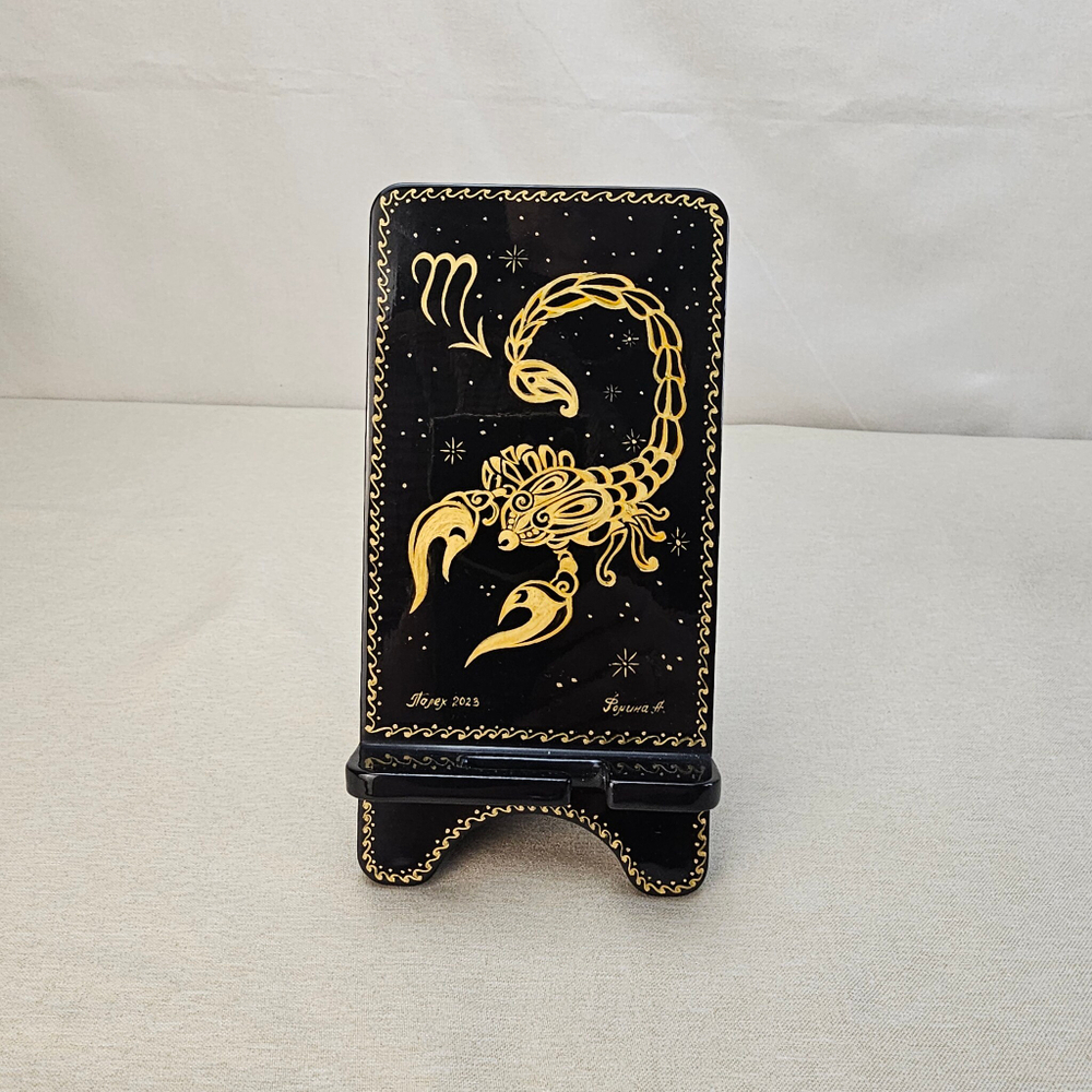Сувенирная подставка для телефона с росписью Палех "Зодиак. Скорпион"