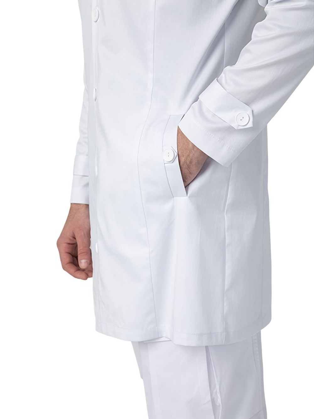 Халат медицинский мужской Dr. Nice DRN825 с воротником, белый, 48