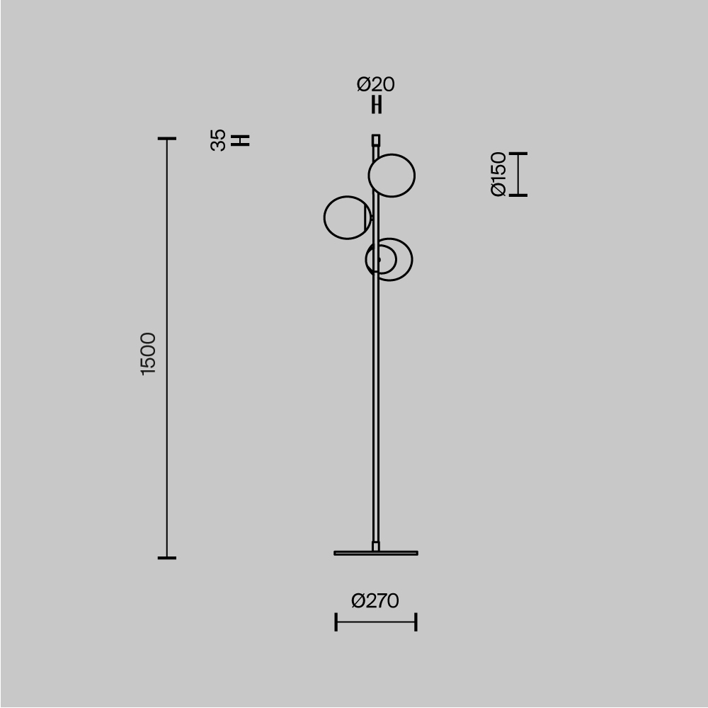 Напольный светильник (торшер) Maytoni MOD048FL-03G