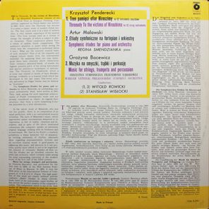Krzysztof Penderecki / Tren Pamieci Ofiar Hiroszimy. Muzyka Na Smyczki Trabki I Perkusje. Etiudy Symfoniczne (LP)