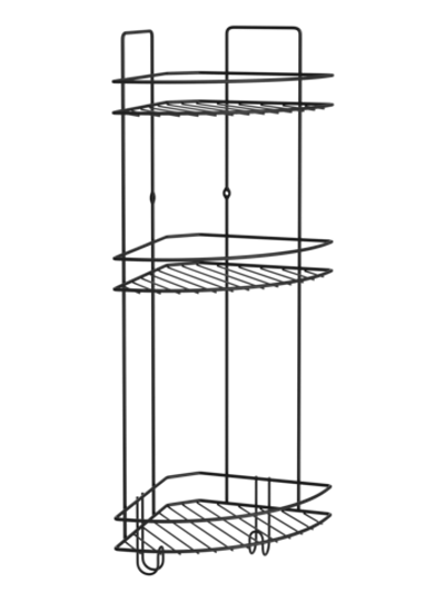 Полка для душа DIWO Тула P.Tu.3/2.mb угловая, подвесная, матовая черная, с крючками, на присосках