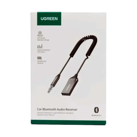 UGREEN CM309 Bluetooth 5.3 Car Receiver Aux with Mic Grey Cosmos