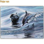 "Дельфины"-4040 ткань с нанесенным рисунком