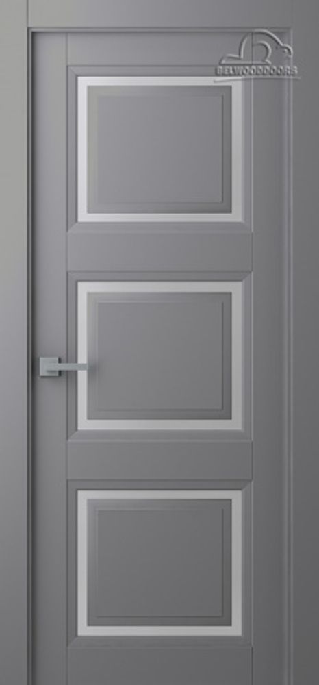 Дверь Аурум 3 / Цвет Эмаль графит / Сатин двусторонний каленый / Двери Belwooddoors