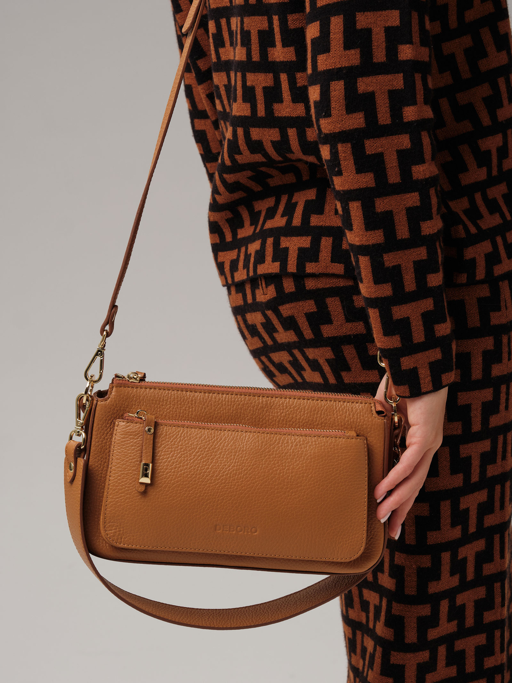 Кожаная сумка Deboro 31075 коричневый лист