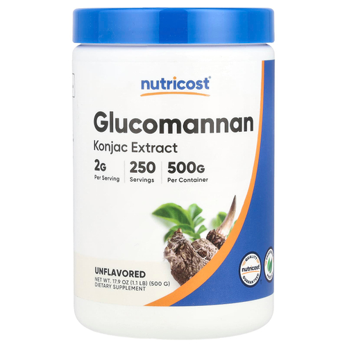 Nutricost, Глюкоманнан, без добавок, 500 г (17,9 унции)