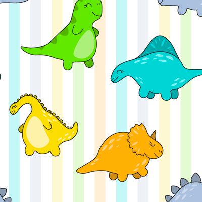 Динозаврики на полосатом фоне