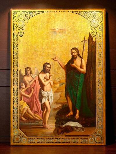Икона Крещение Господне Богоявление деревянная на левкасе