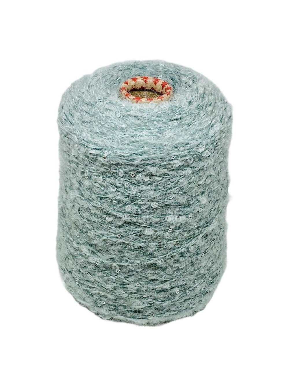 Пряжа на бобине (Италия) 25%Мохер 25% шерсть мериноса 48% п/а 2% пайетки 100г-400м 420г