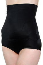 Утягивающие трусы с высокой талией и лазерной обработкой краев (Размер: M) (Цвет: черный)