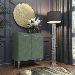 Комод Арт Колор leaves Классик Сильвер с 2 полками Зеленый нефрит