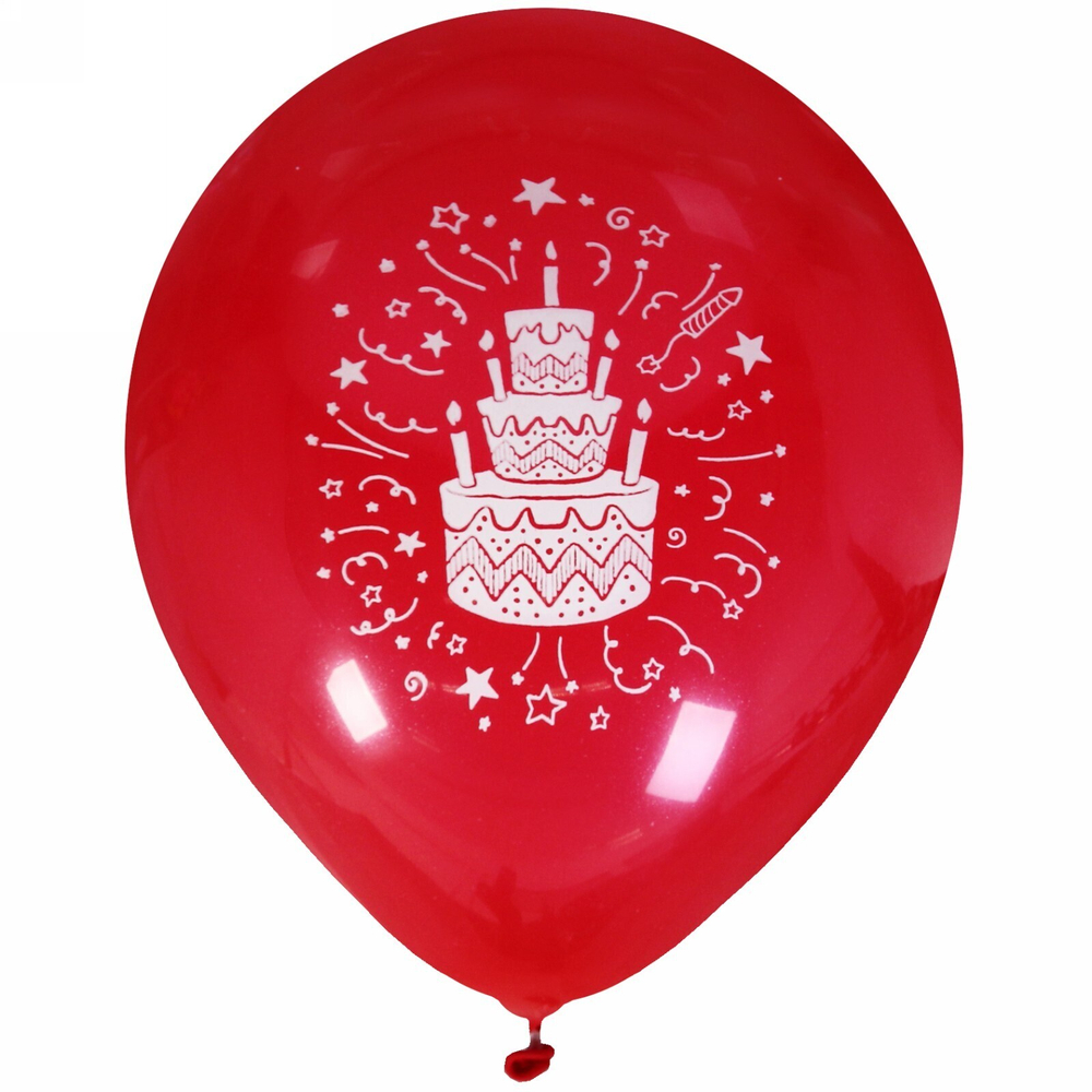 Воздушные шары 5 шт, 10»/25см «С Днем рождения!», Торт (микс цветов)