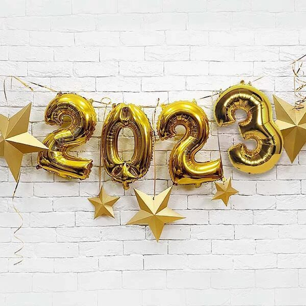 Цифры фольгированные "2023" Золото 66 см
