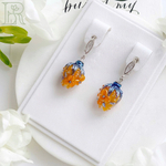 LEFIREL' Серьги серебряные женские "Сакура" с цветами из муранского стекла / ювелирные украшения из родированного серебра 925