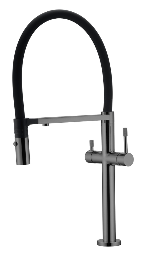 Boheme Смеситель для кухни UNO Shine Gun Metal c краном для питьевой воды