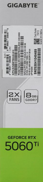 Видеокарта Gigabyte NVIDIA  GeForce RTX 5060TI GV-N506TEAGLEOC ICE-8GD 1.0 8ГБ Eagle, GDDR7, OC,  Ret