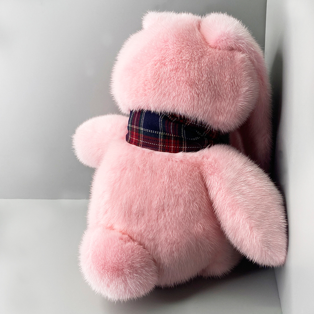 Игрушка кролик - из меха норки | Розовый