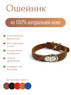 Ошейник для собак мелких пород однослойный коричневый