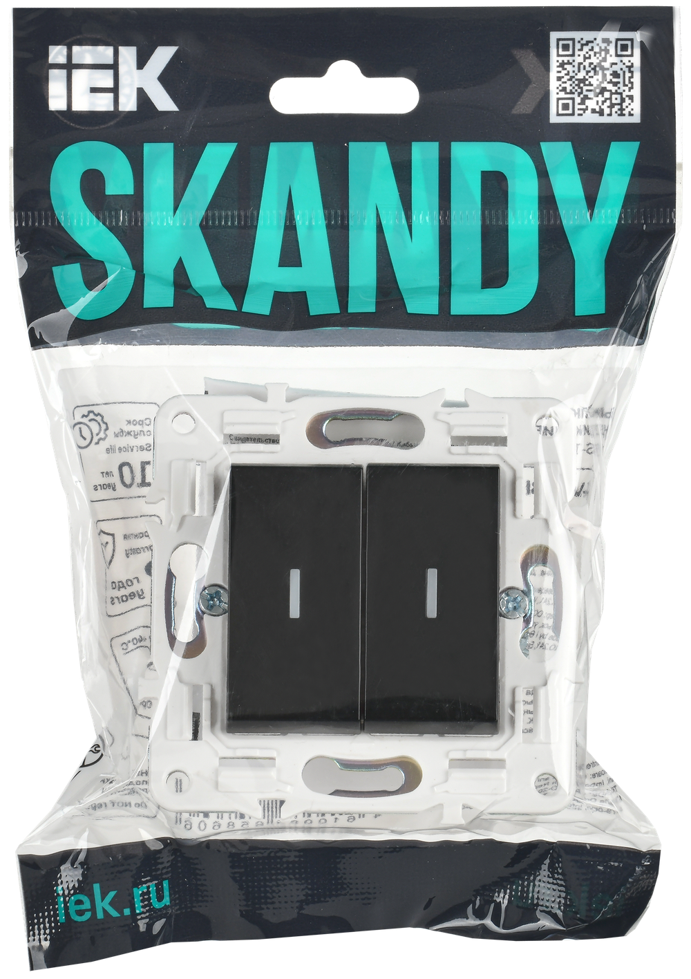 SKANDY Выключатель 2-клавишный с индикацией 10А SK-V09Bl черный IEK