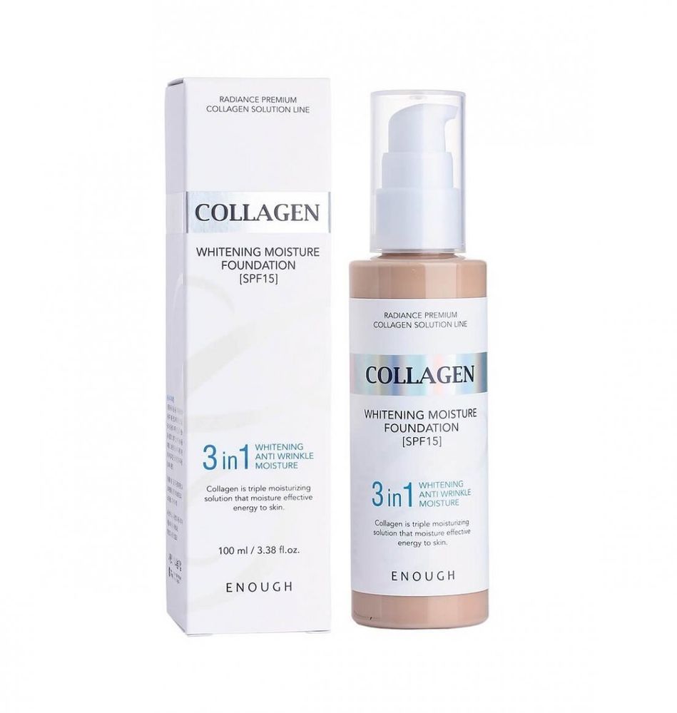 ENOUGH Тональный крем для лица осветляющий Collagen с морским коллагеном 021 SPF15, 100 мл