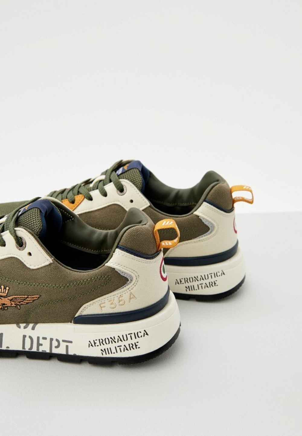 Кроссовки муж. AERONAUTICA 276 хаки с молочным подошва надписи