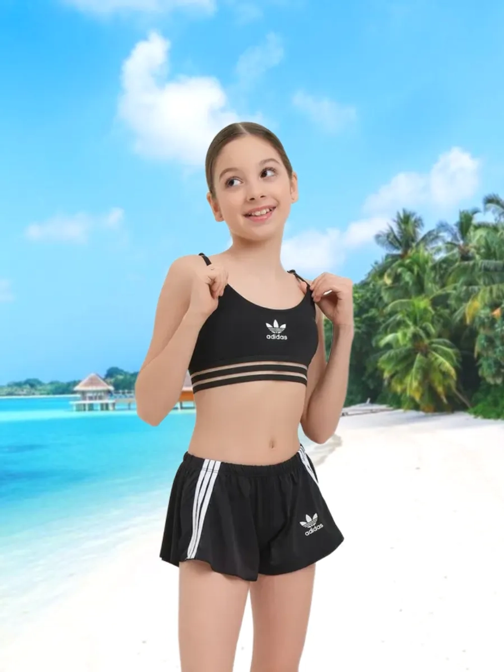 купальник раздельный 3 в 1 спортивный с шортами