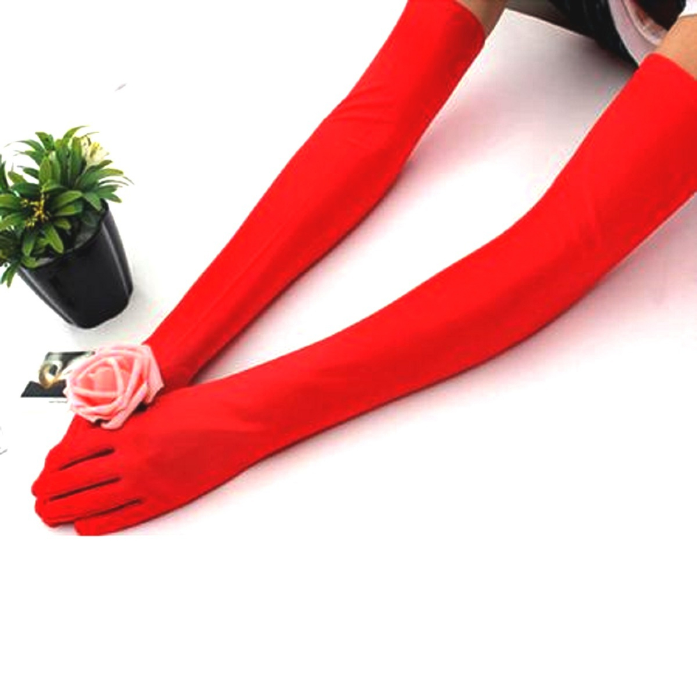 Перчатки трикотажные длинные красные