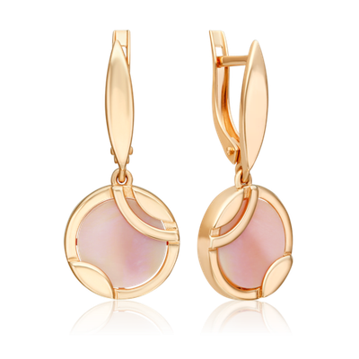 Серьги с английским замком из красного золота с перламутром