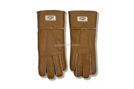 UGG Женские Кожаные Перчатки Коричневые