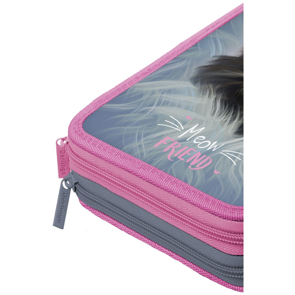 Пенал 2 отделения, 200*140*45 Berlingo "Meow friend 2", полиэстер