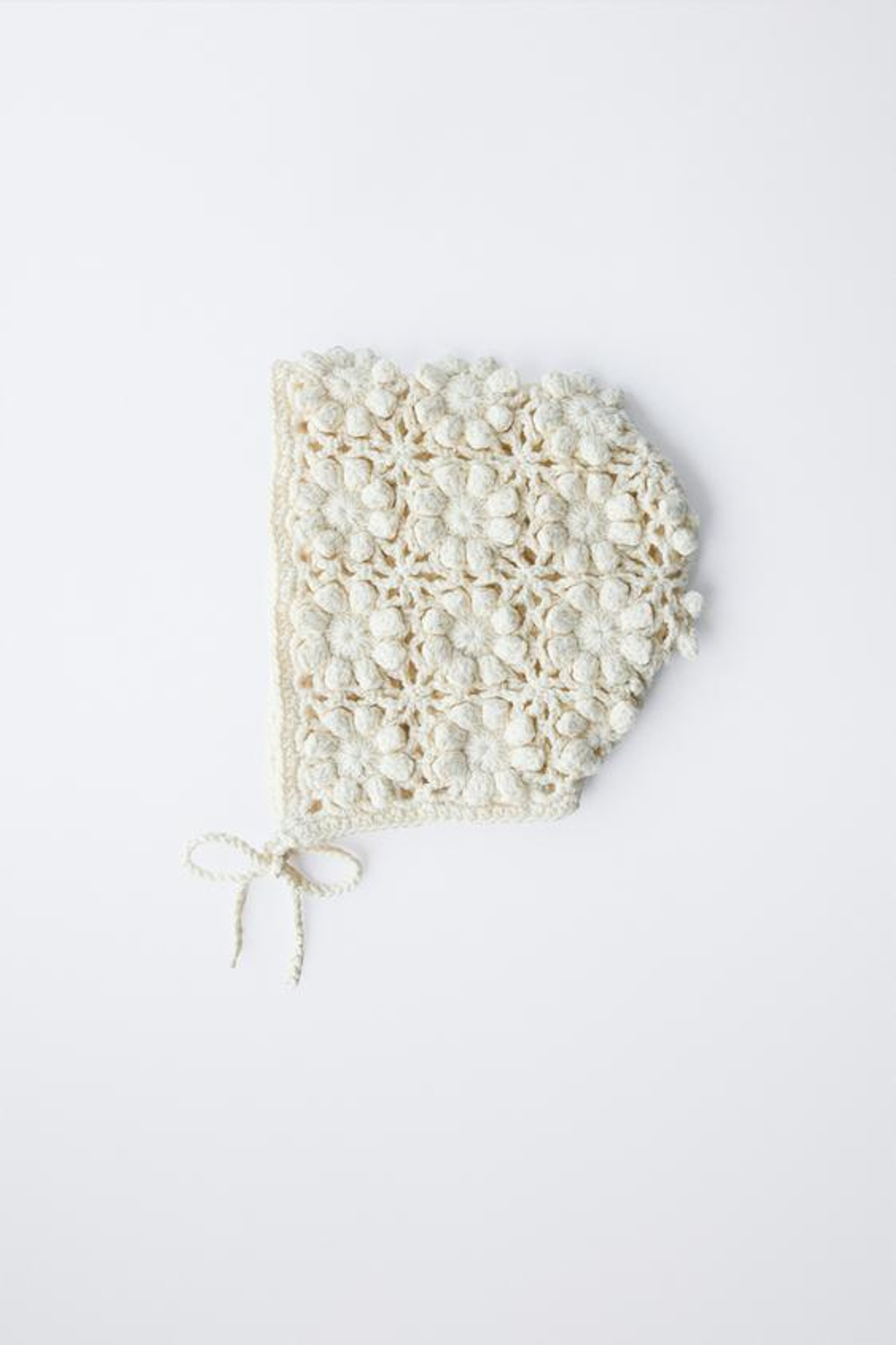 ZARA ЧЕПЧИК ИЗ КРУЖЕВА КРОШЕ, ЭКРЮ