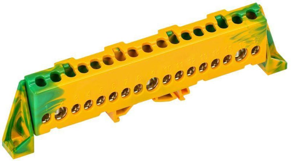 Шина PE &quot;земля&quot; в комб. изол. &quot;Стойка&quot; 8х12-17-ЖЗ TEKFOR IEK TF-NN20-17-DP-K52