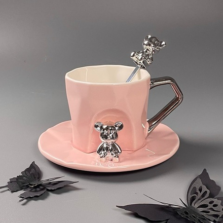 Lenardi 315-074 Чашка 250мл с блюдцем и ложкой в под.уп.(х12)Фарфор