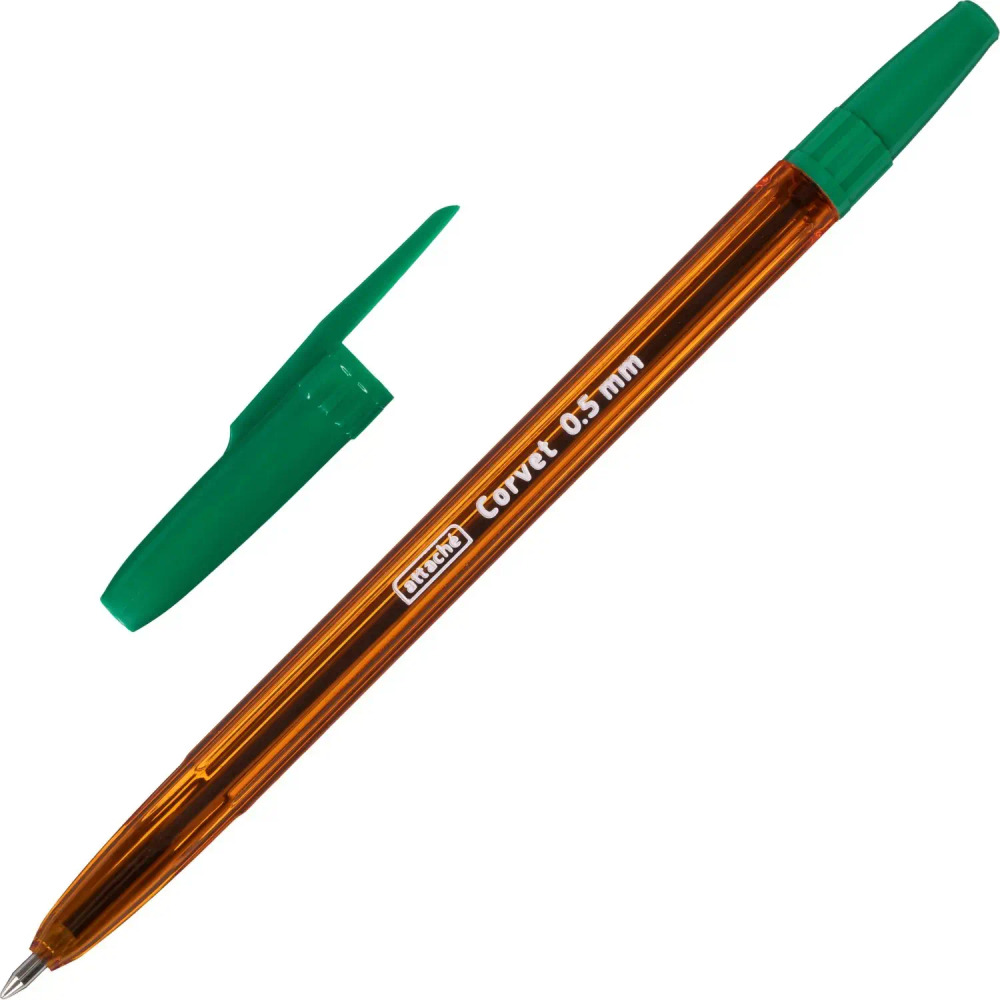 Ручка шариковая неавтомат. Attache Corvet масл,зел,0,5мм,оранж,Россия