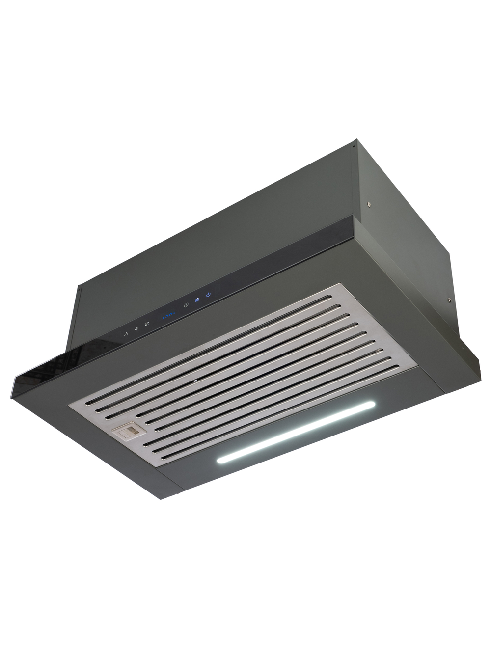 Вытяжка кухонная MACBI Perfa-60G-baf (GREY) серый, D150мм, 1200м3/ч, полновстраиваемая, мотор 230Ватт, стекло 60см, сенсорное управление + управление жестами